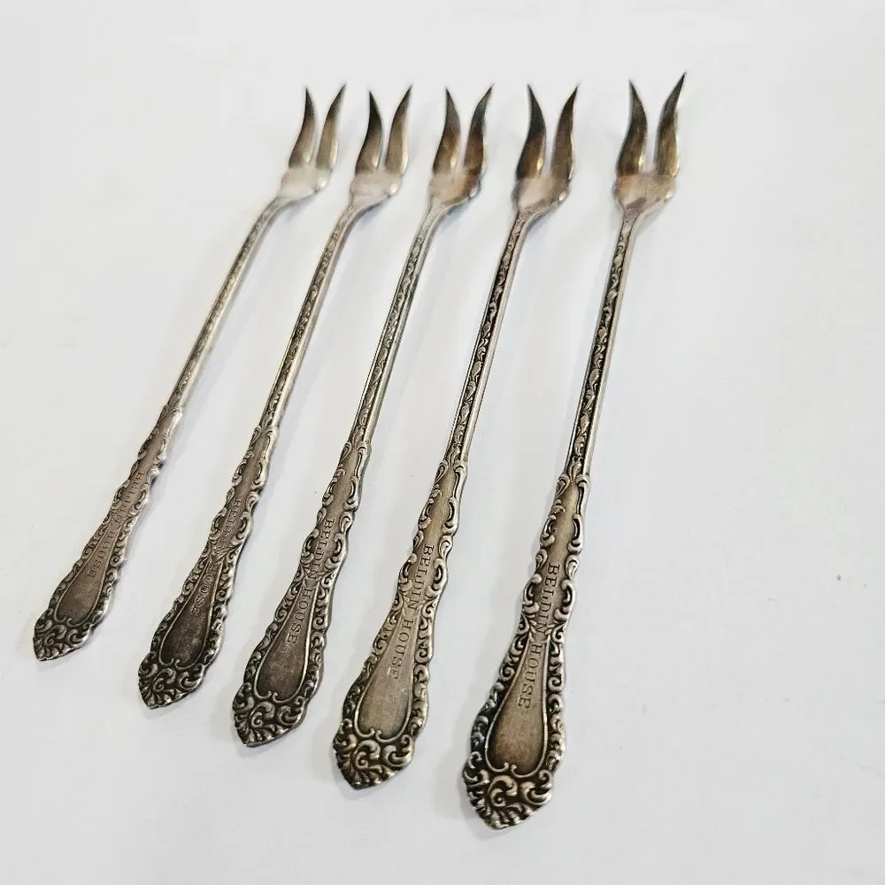 Antique S.L. & G.H Rogers Silver Plate Webster Pattern Set Of 5 Cocktail Forks